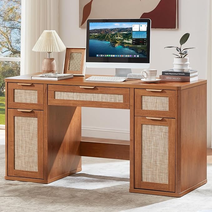Rattan Desk with Storage