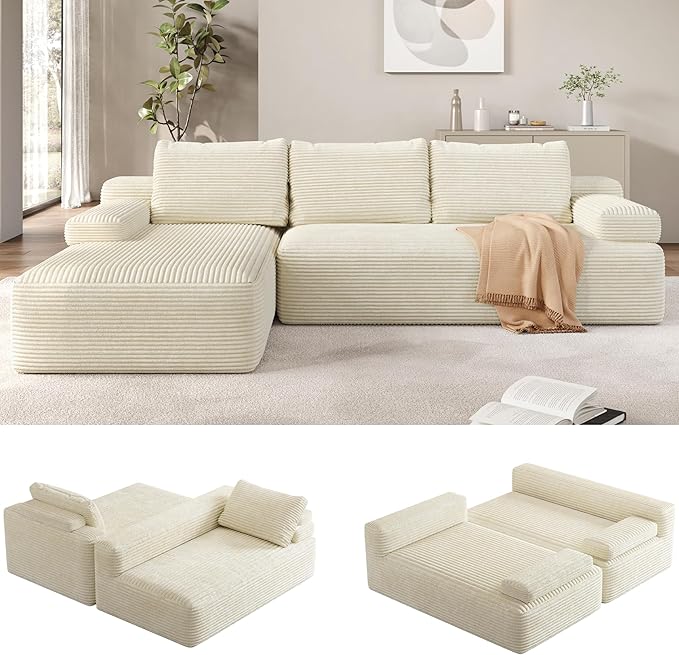 110" L-Shaped Sectional Sofa with Chaise