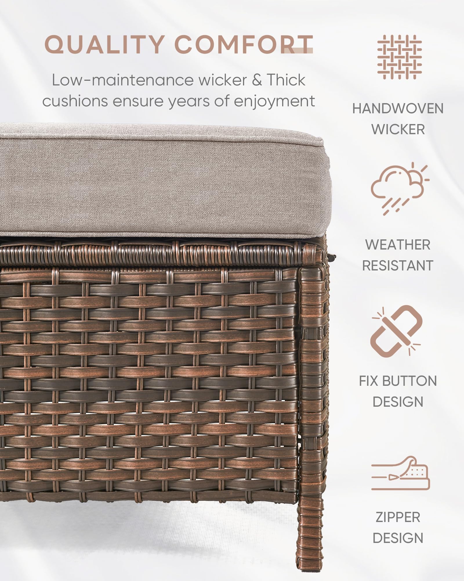 Outdoor Wicker Ottoman Set, 2-Piece