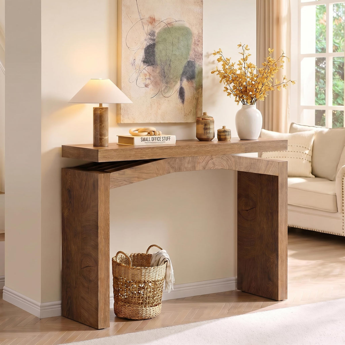 Tribesigns 40-Inch Console Table for Entryway, Farmhouse Sofa Table, Brown