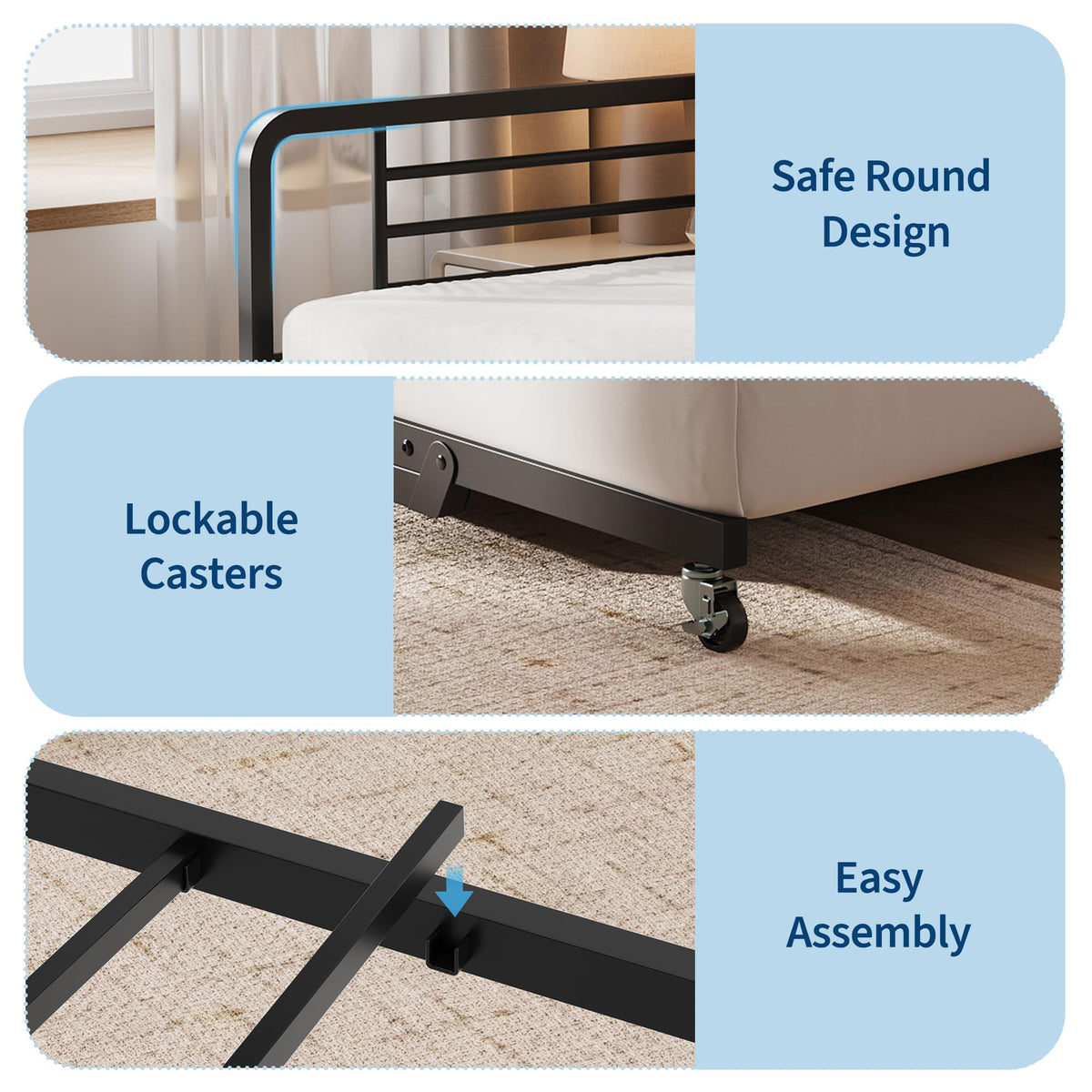 IDEALHOUSE Twin Daybed with Trundle Bed, Charging Station and LED Light