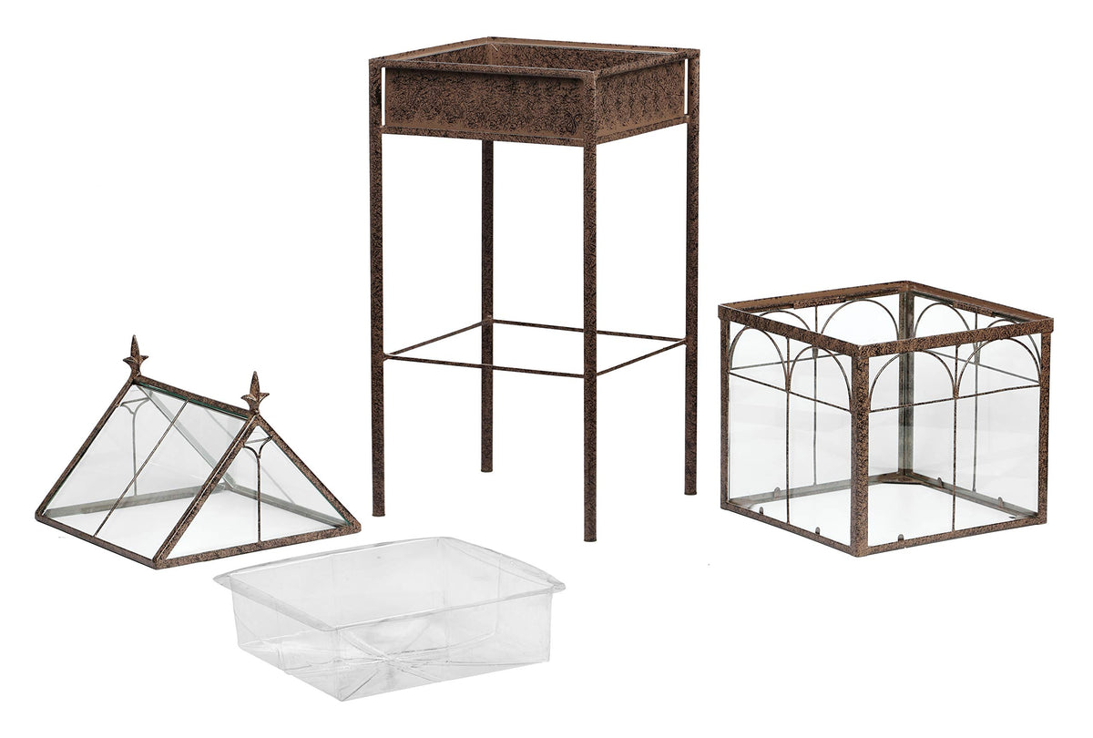 H Potter Freestanding Glass Wardian Case Plant Stand, Large Terrarium