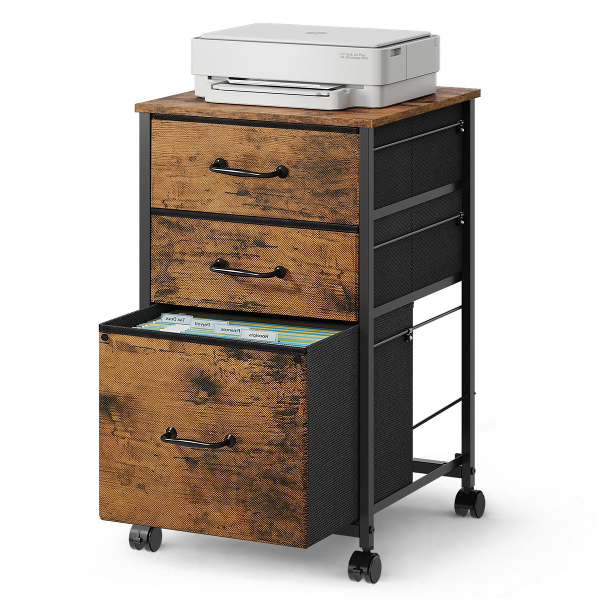 3-Drawer Rolling File Cabinet