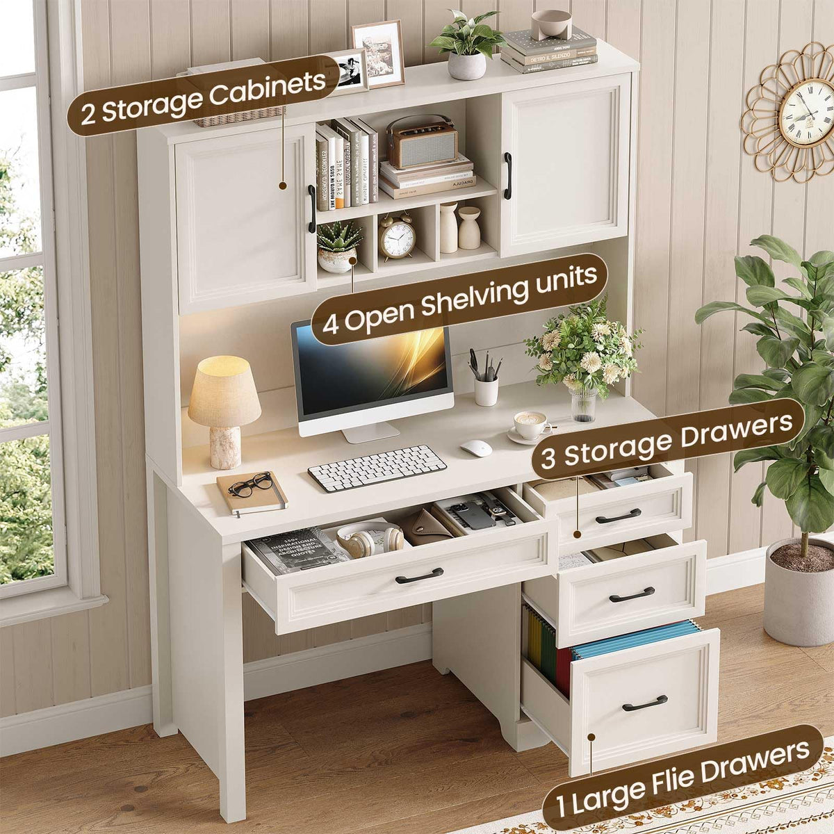 Farmhouse Desk with Hutch