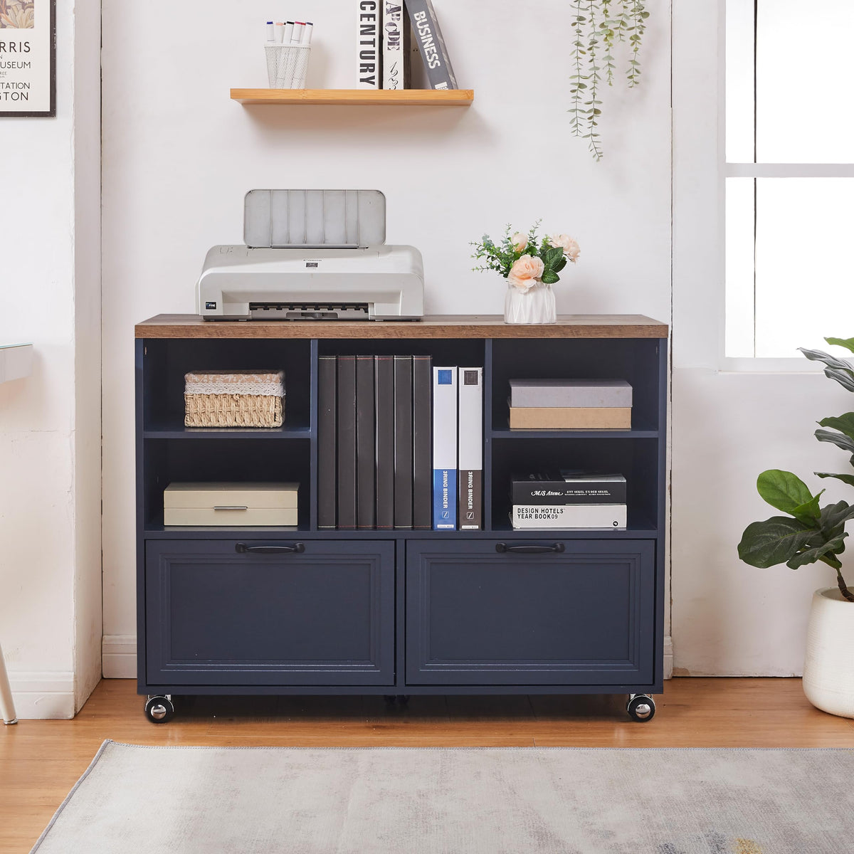 Farmhouse Rolling File Cabinet