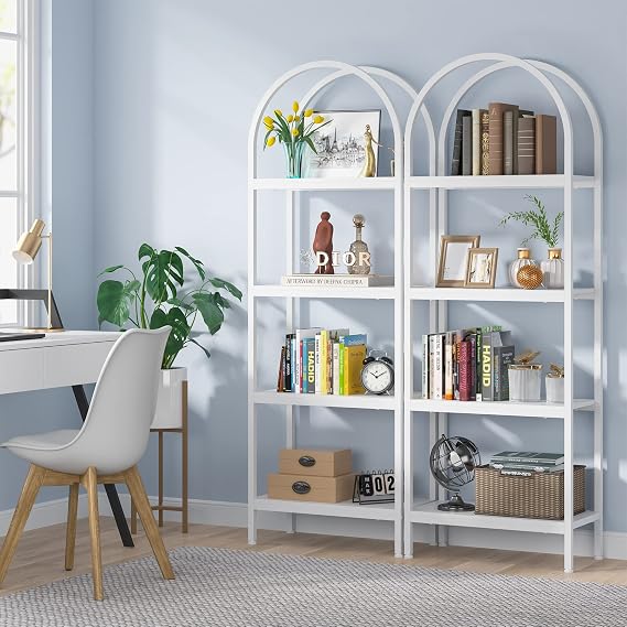 White 4-Tier Open Bookcase