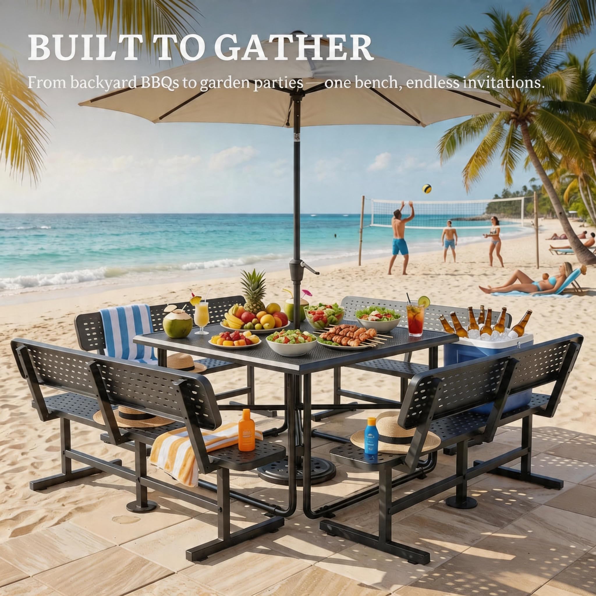 6 ft Heavy Duty Outdoor Metal Park Bench with Back