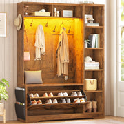 6-in-1 Hall Tree with Bench & Shoe Storage