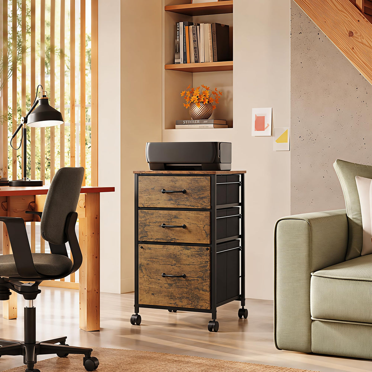3-Drawer Rolling File Cabinet