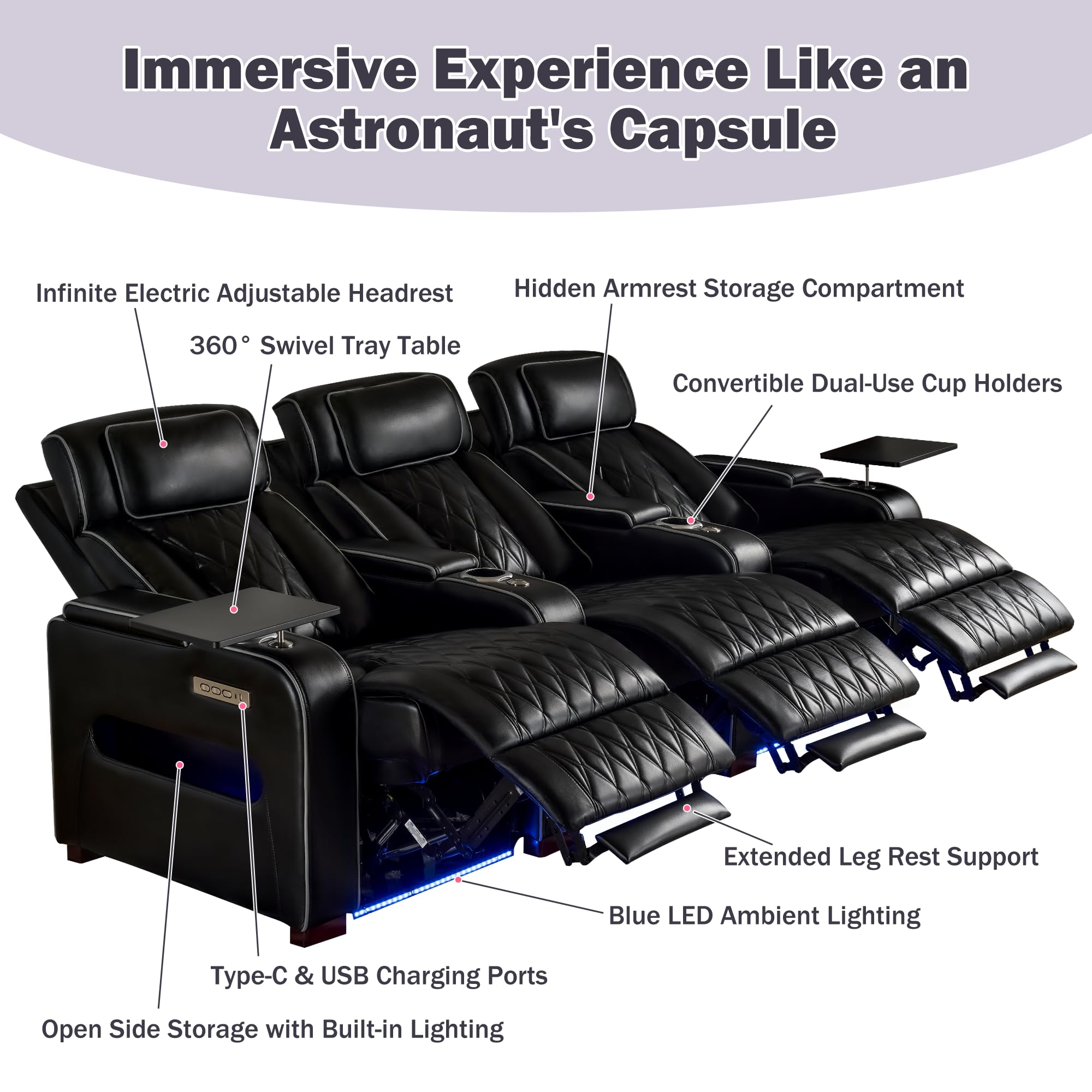 Power Reclining Home Theater Sofa