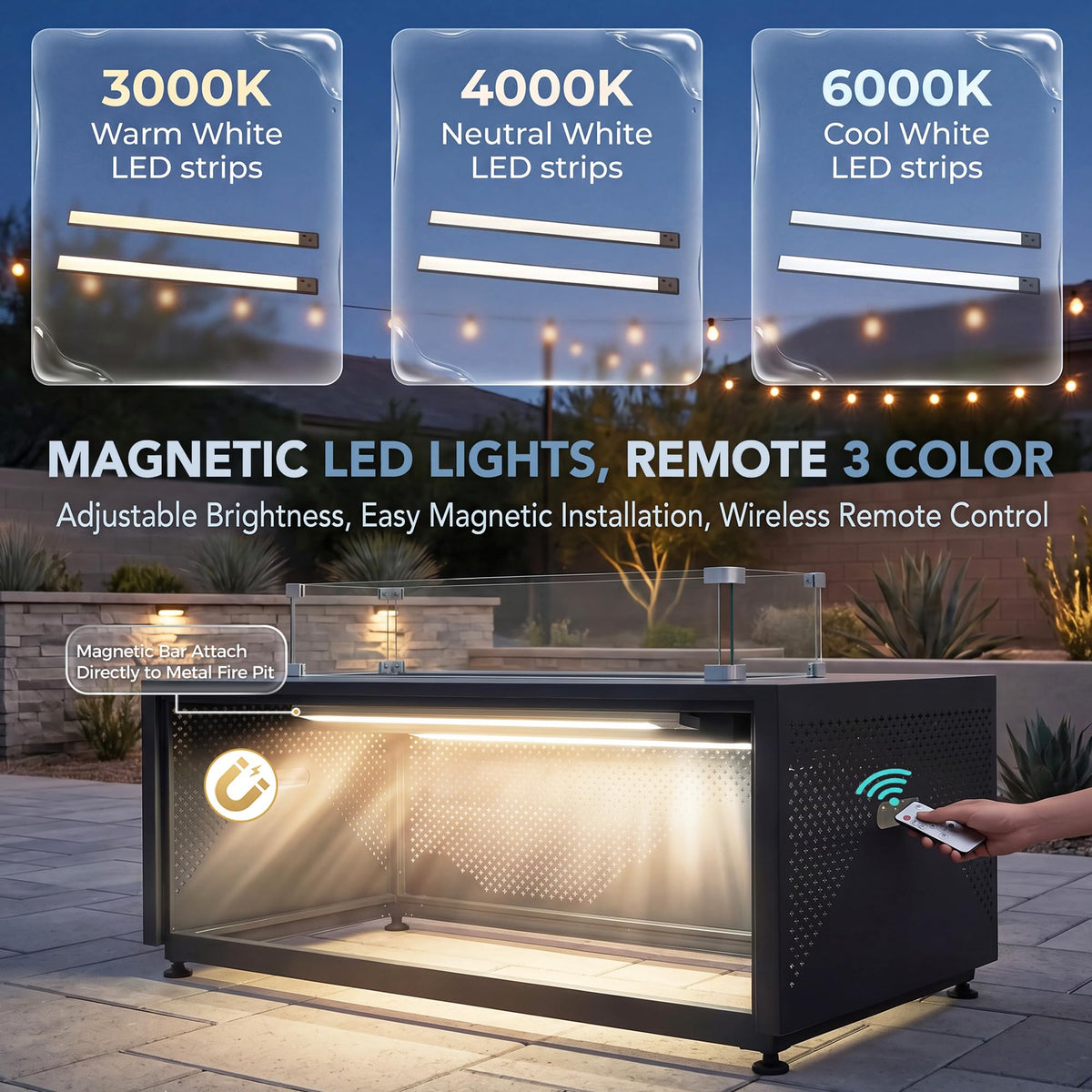 NICESOUL 42'' Propane/Natural Gas Fire Pit Table, Rectangle Firepits with Tank Table, 50000 BTU Modern Outdoor Fireplace with LED Lights for Outside Patio Backyard Deck Porch, CSA Certified, Dark Gray