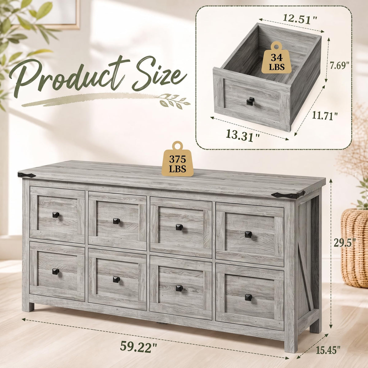 Farmhouse 8-Drawer Dresser
