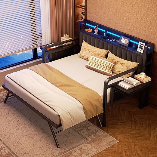 Twin Daybed with Trundle & LED Light