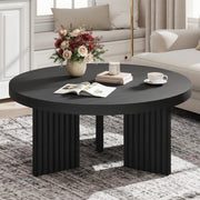 Round Coffee Table with Fluted Legs