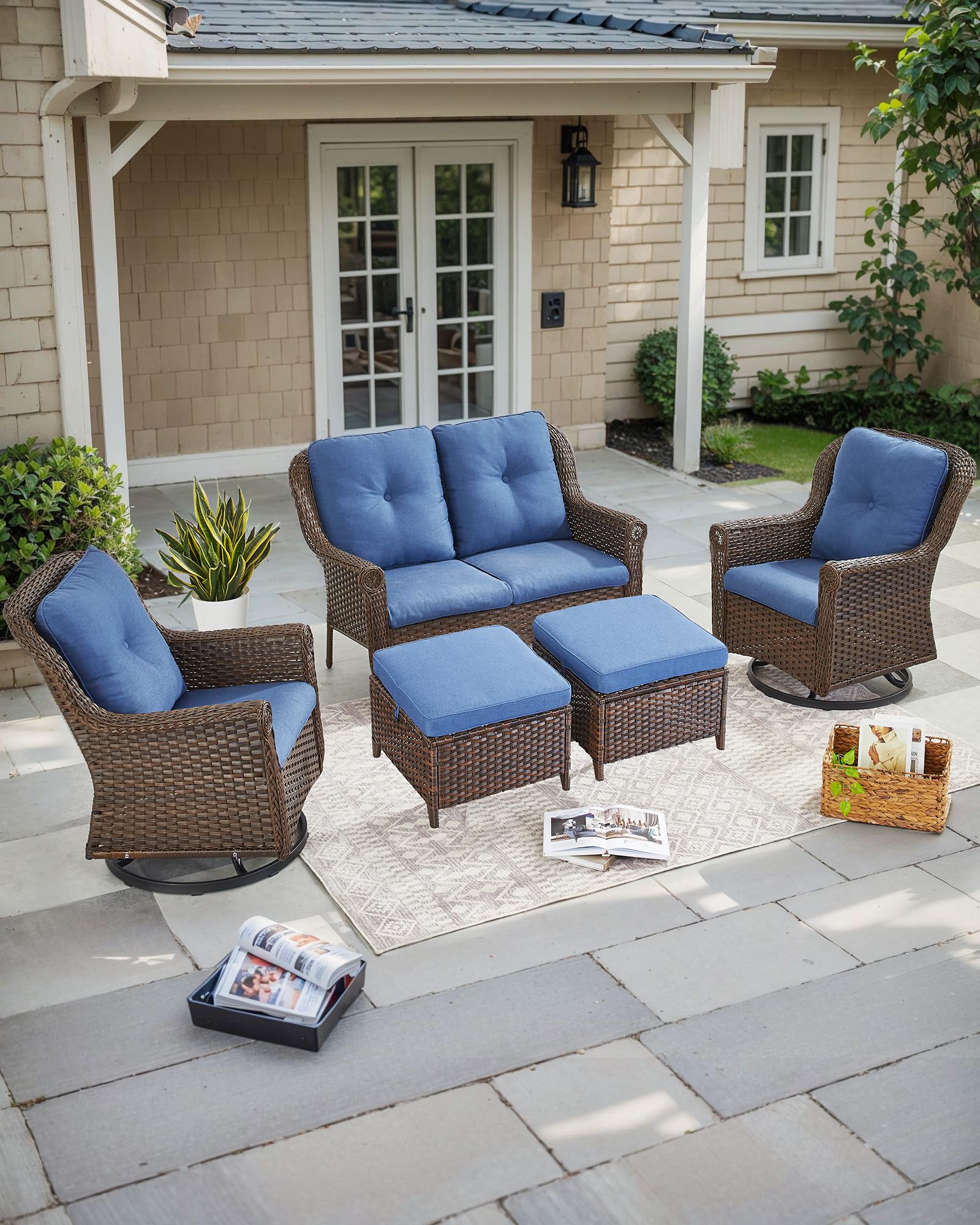 Outdoor Wicker Patio Ottoman Set (2-Piece)