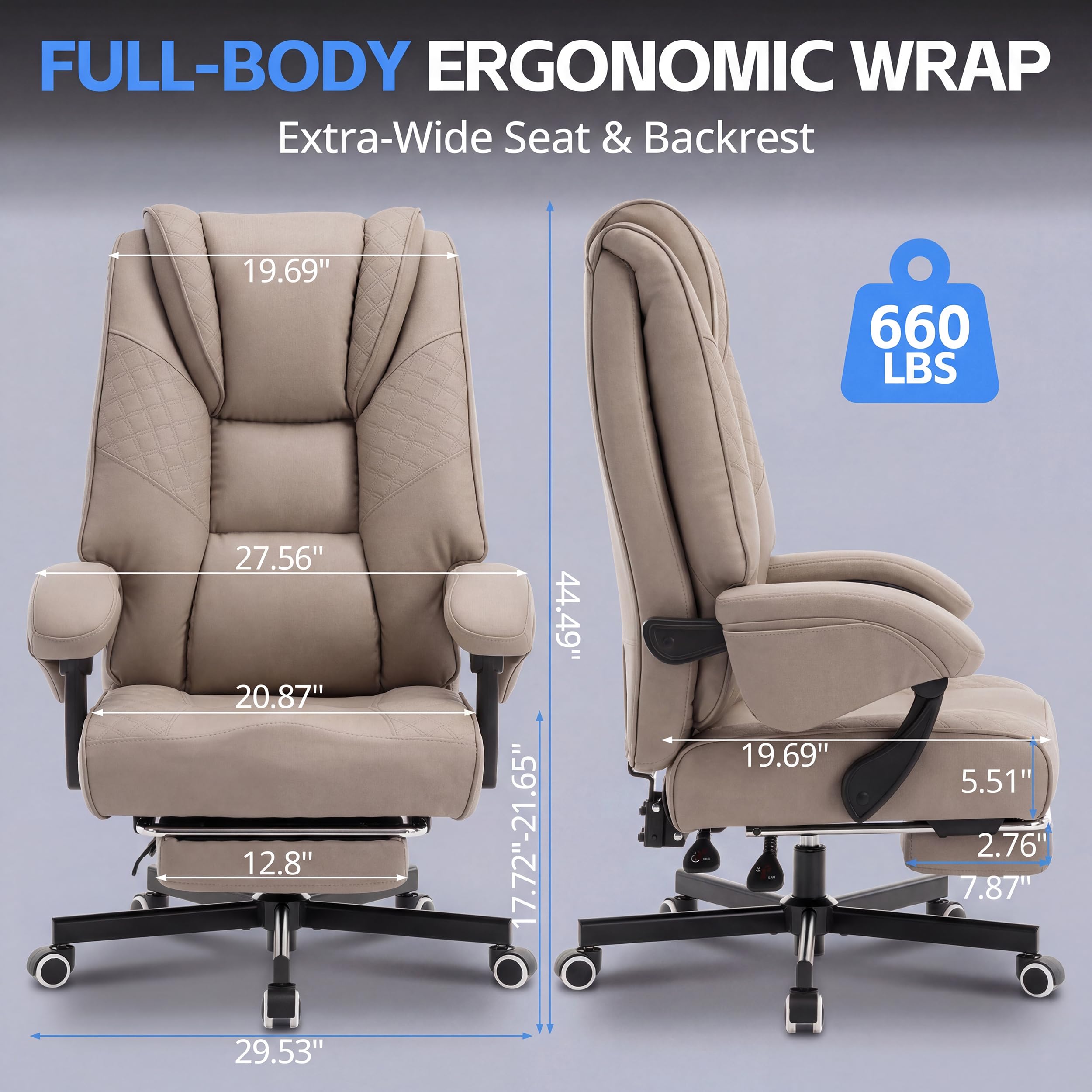 Big & Tall Gaming Office Chair with Footrest & Lumbar Support