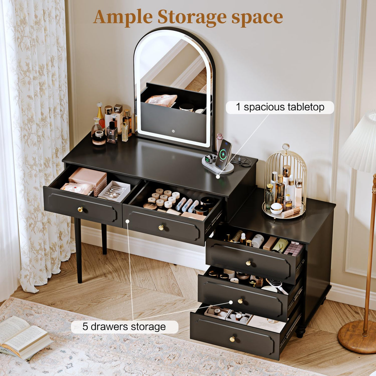 Black LED Makeup Vanity