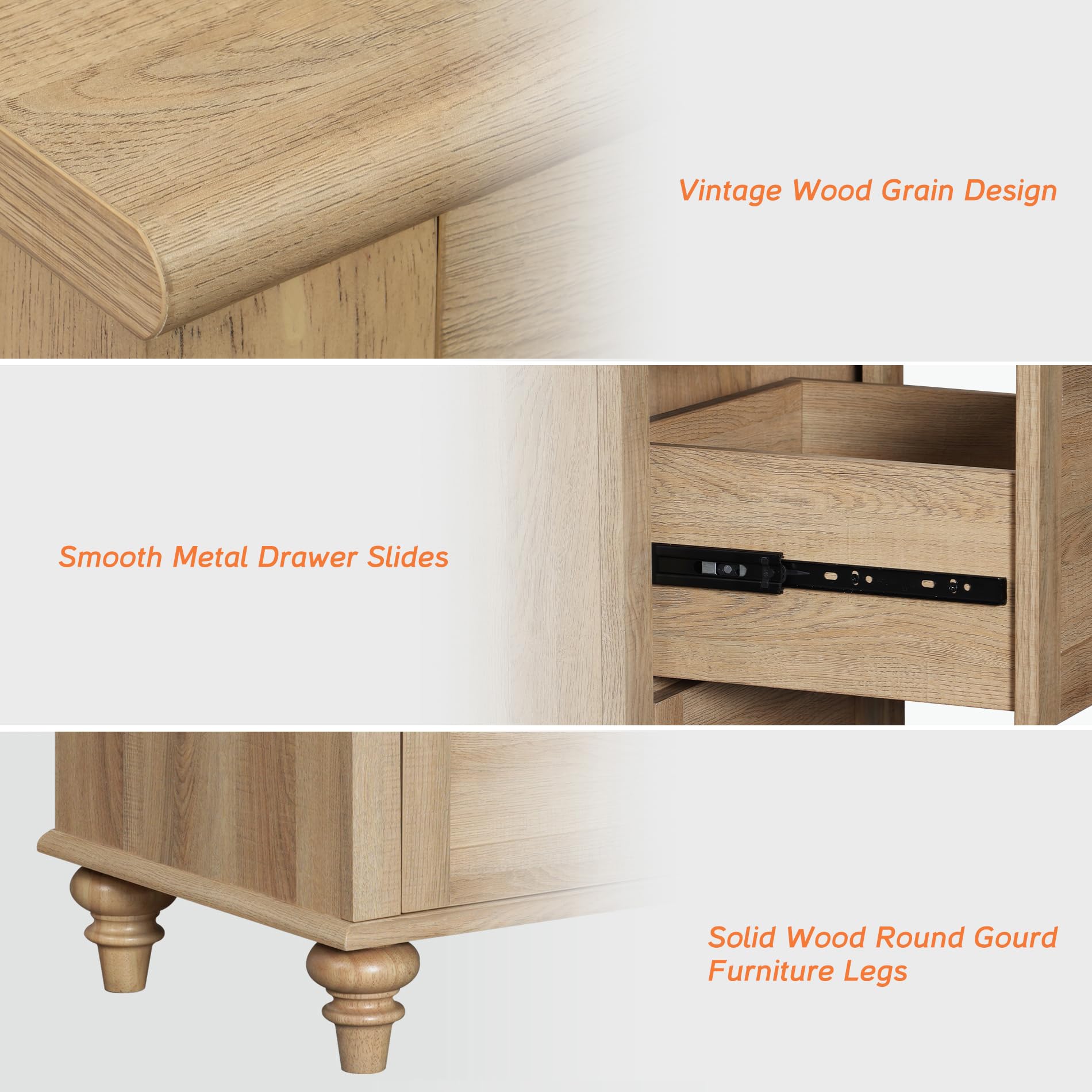 3-Piece Farmhouse Coffee & End Table Set with Charging Station