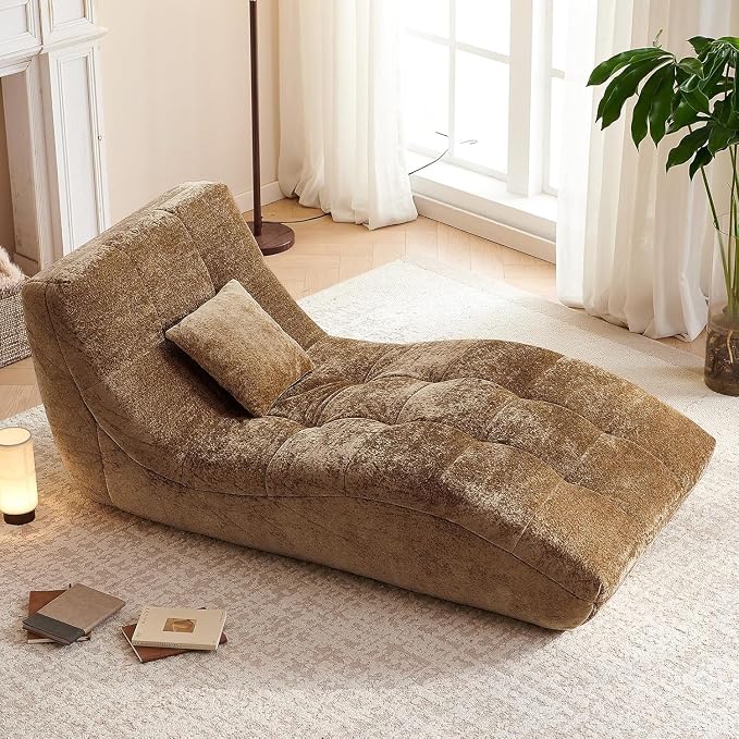 Yellow Tufted Chaise Lounge