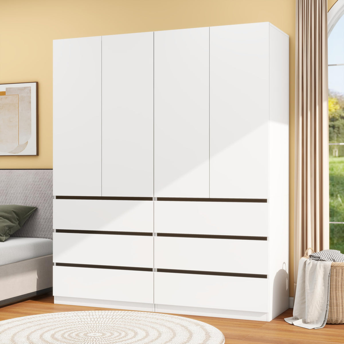 White Wardrobe Closet with Drawers