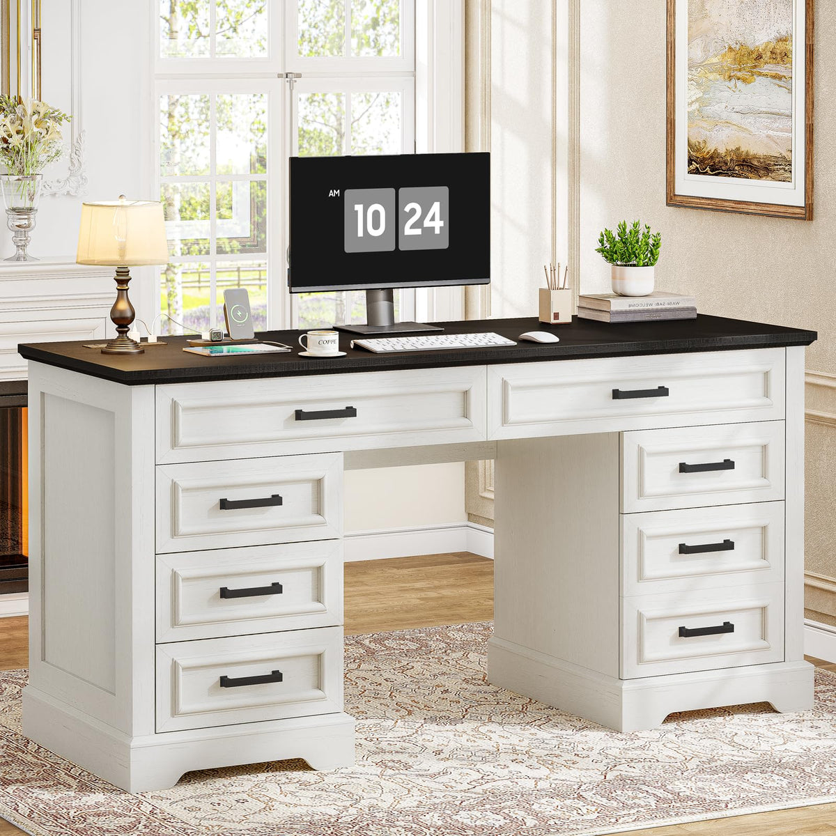 Farmhouse Desk with Charging Station