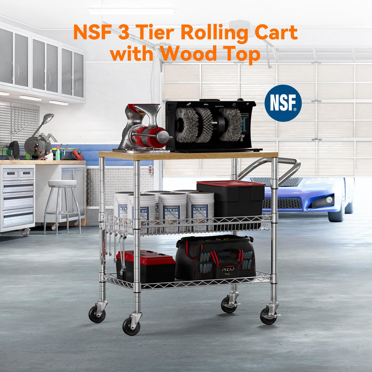 3-Tier Rolling Kitchen Cart
