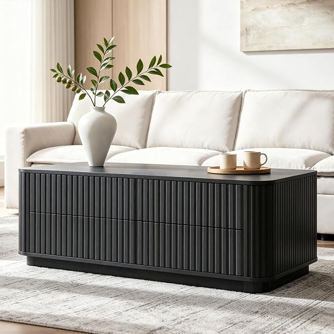 Fluted Coffee Table with Drawers