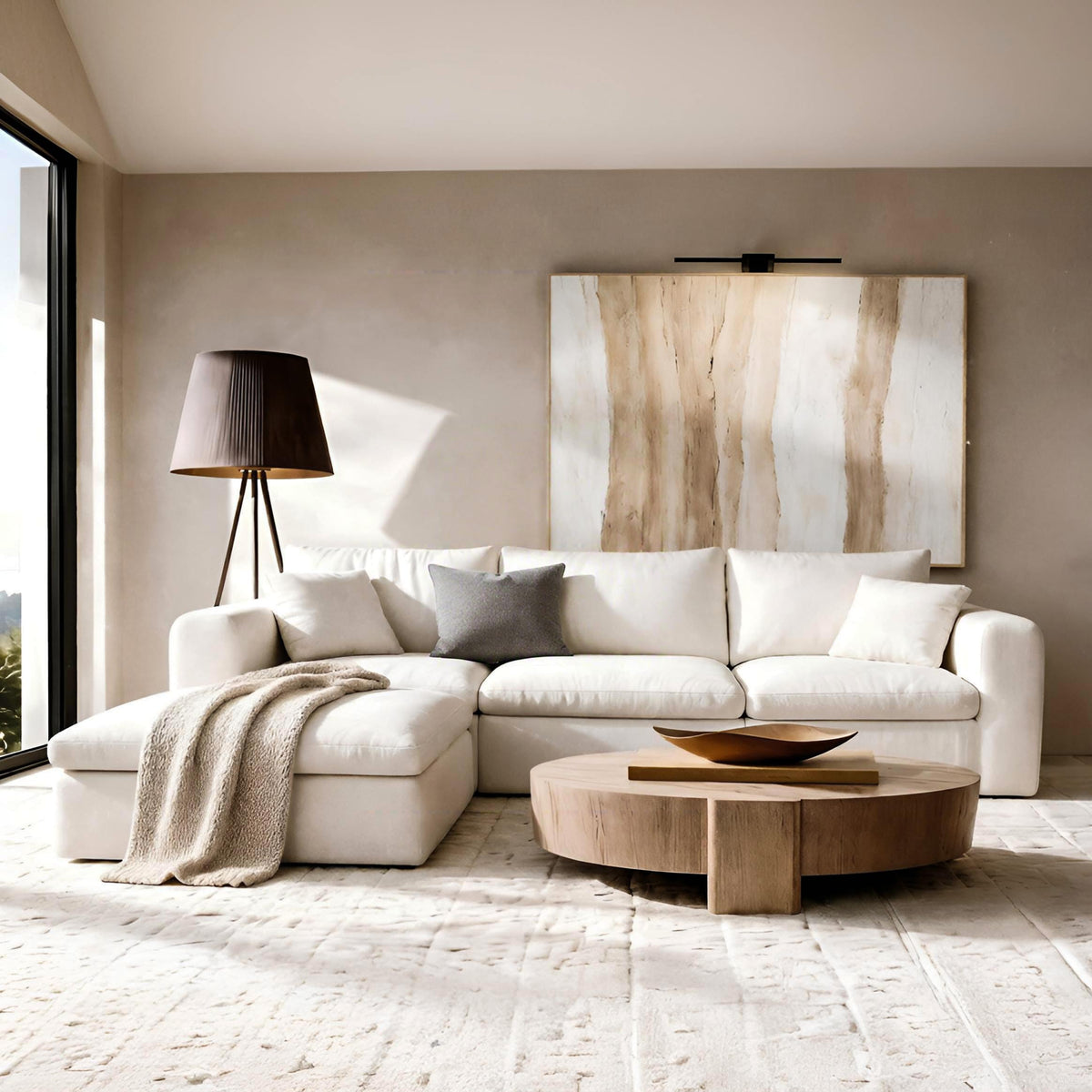 Beige Modular Sectional Sofa