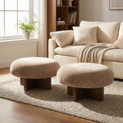 Round Chenille Ottomans, Set of 2