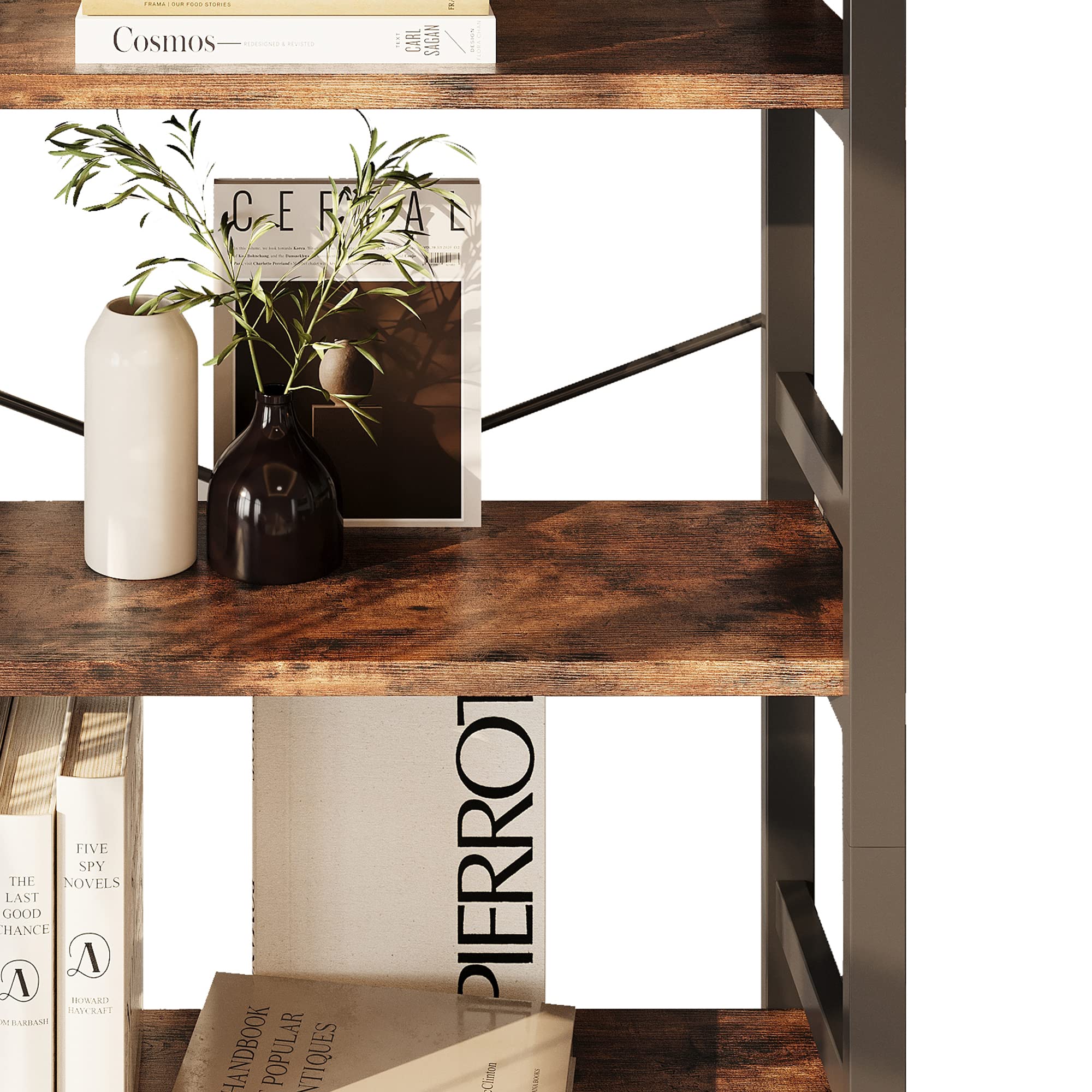 5-Tier Ladder Bookshelf, 31.5" Wide, Industrial Style