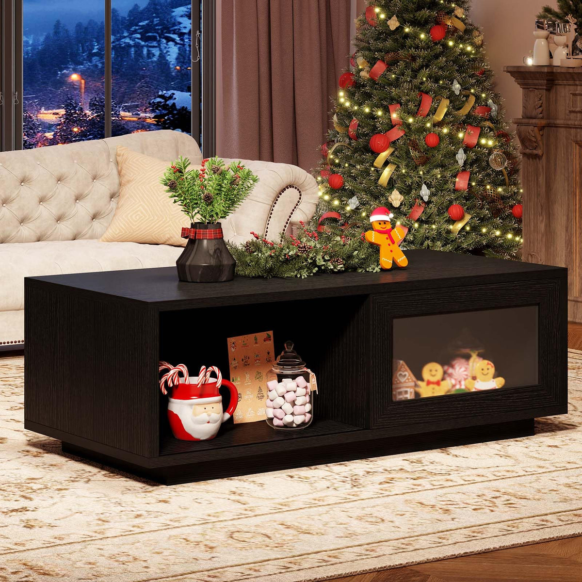 Sliding Door Storage Coffee Table