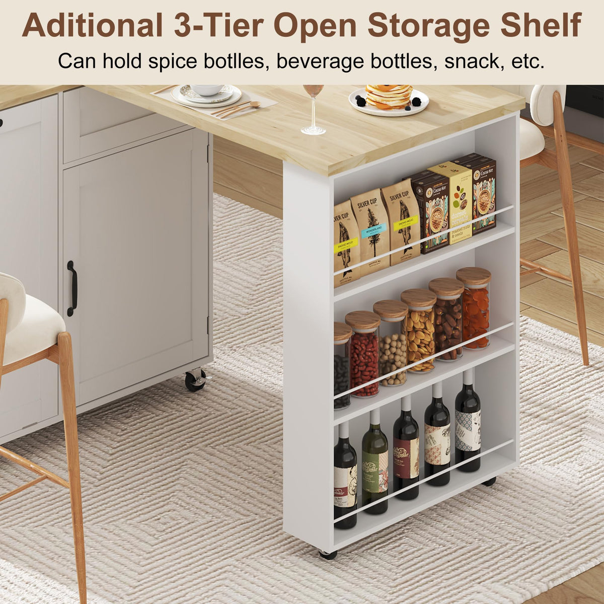 Rotating Kitchen Island with Trash Cabinet