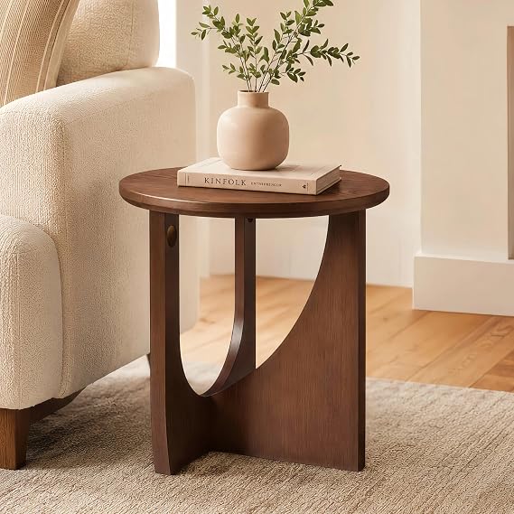 Round Solid Wood Side Table