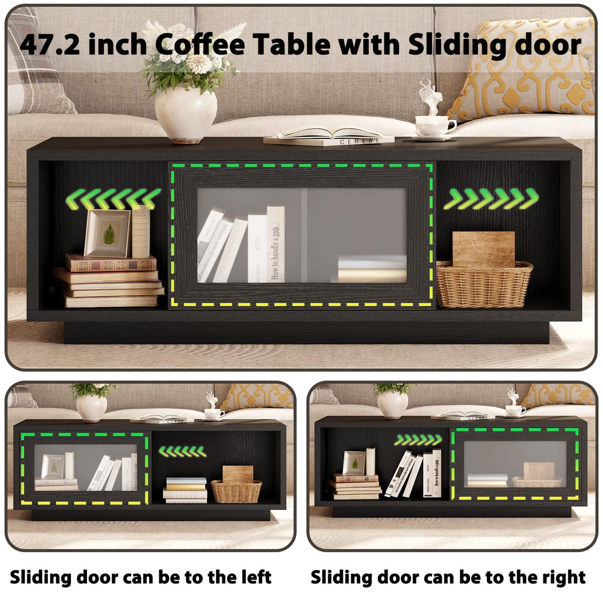 Sliding Door Storage Coffee Table