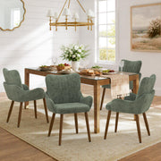 LUE BONA Wingback Upholstered Dining Chair with Arms, Green