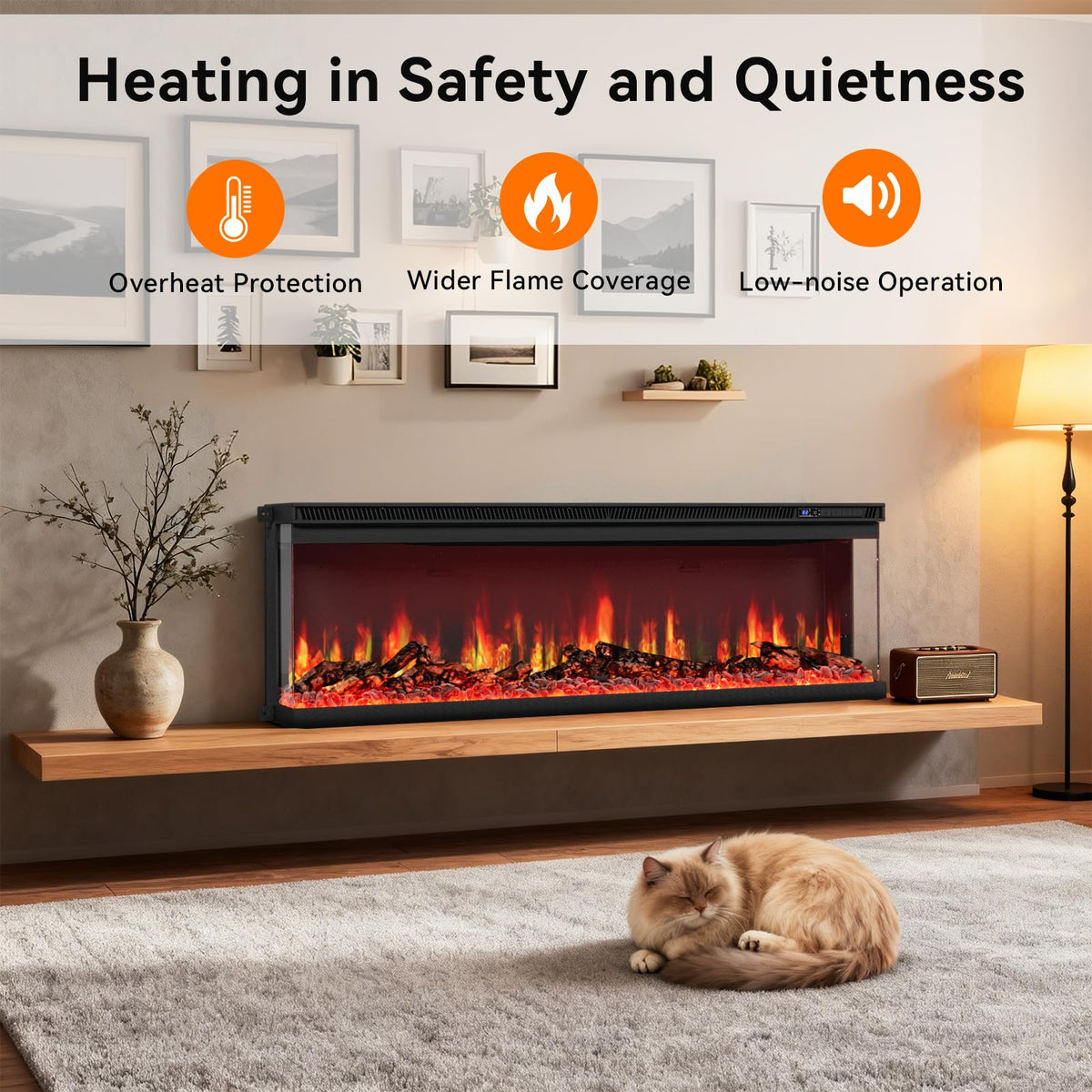 3-Sided Smart Electric Fireplace