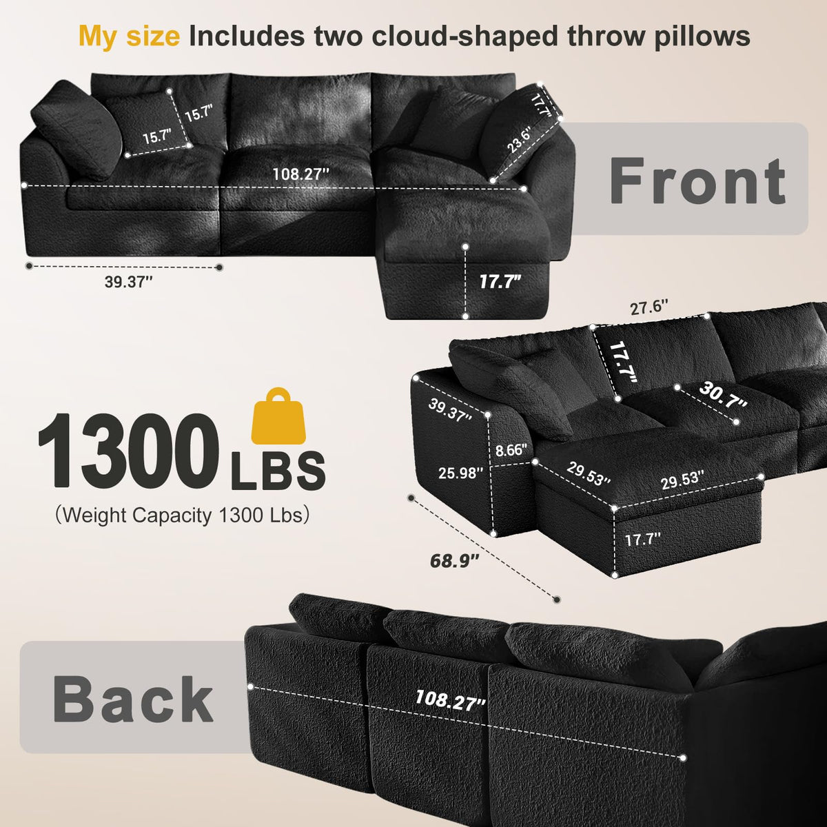 L-Shaped Modular Cloud Sofa