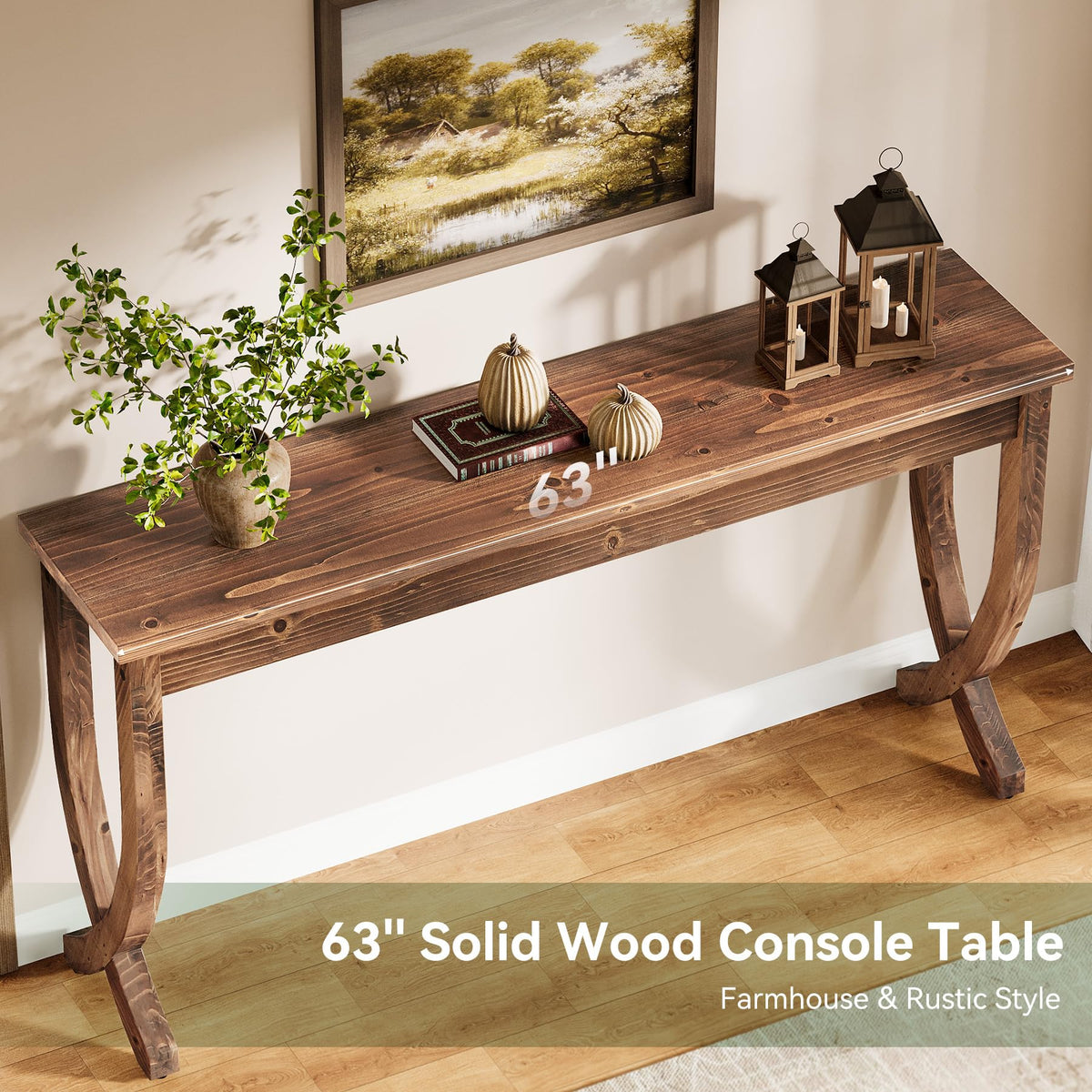 TRIBEWOOD 63-Inch Solid Wood Console Table for Entryway
