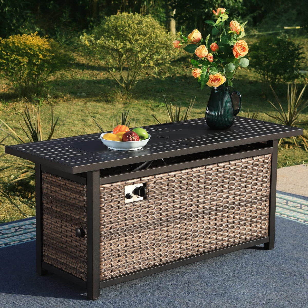 Sophia & William 56 Inch Gas Fire Pit Table,Rectangular Propane Fireplace