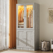 Glass Door Wardrobe with LED Lighting
