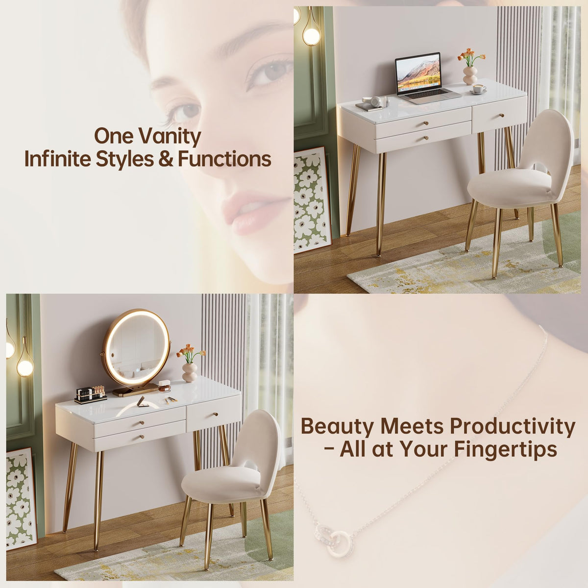 LED Makeup Vanity with Chair