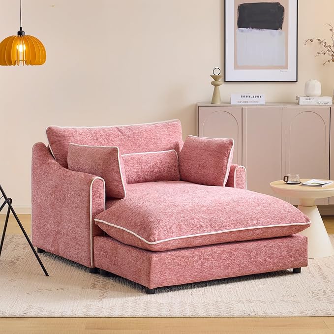Oversized Chenille Chaise Lounge
