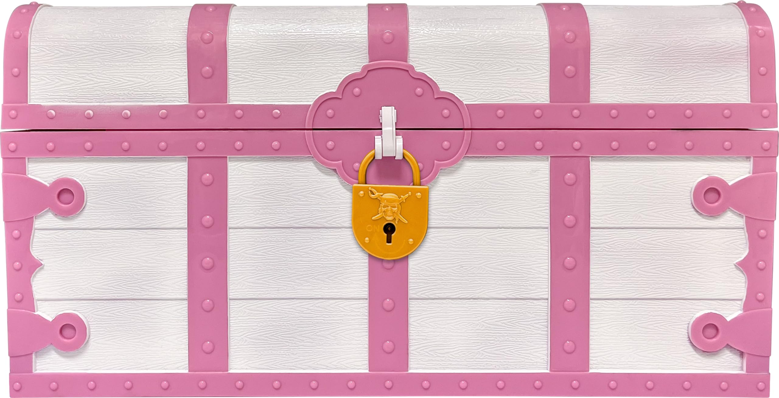 Plastic Treasure Chest with Lock and Key – Pink & White