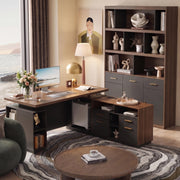 ModernMate Home Office Set, 71" L Shaped Executive Standing Desk, Bookcase