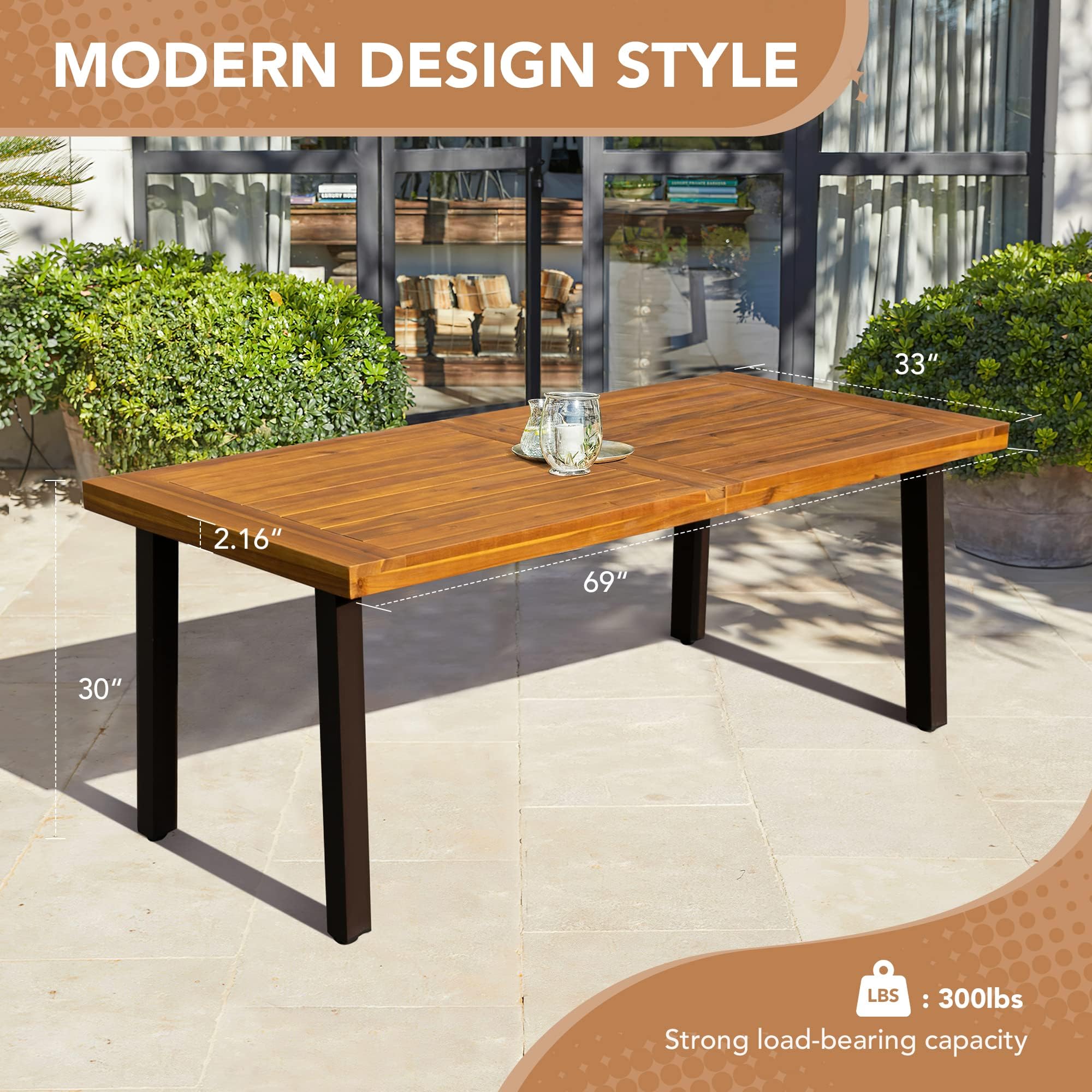 Acacia Wood Dining Table for 6