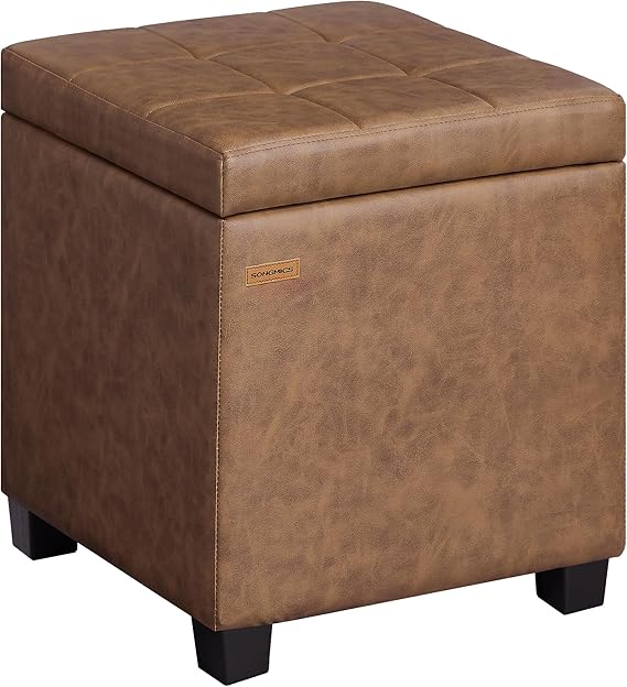 Square Storage Ottoman with Hinged Lid