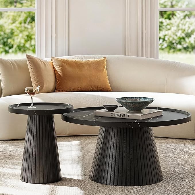 Round Nesting Coffee Table Set of 2