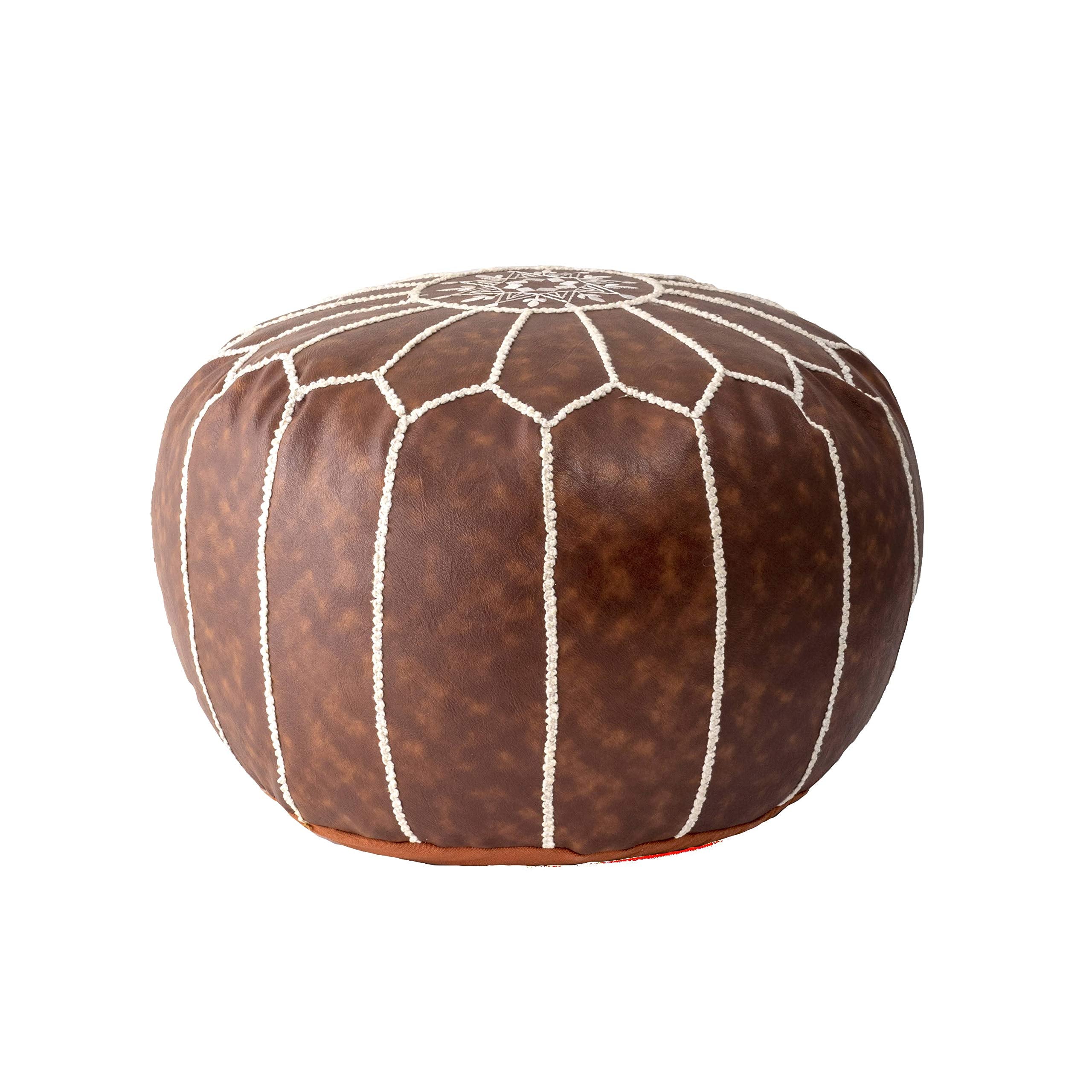 nuLOOM Classic Moroccan Faux Leather Filled Ottoman Pouf