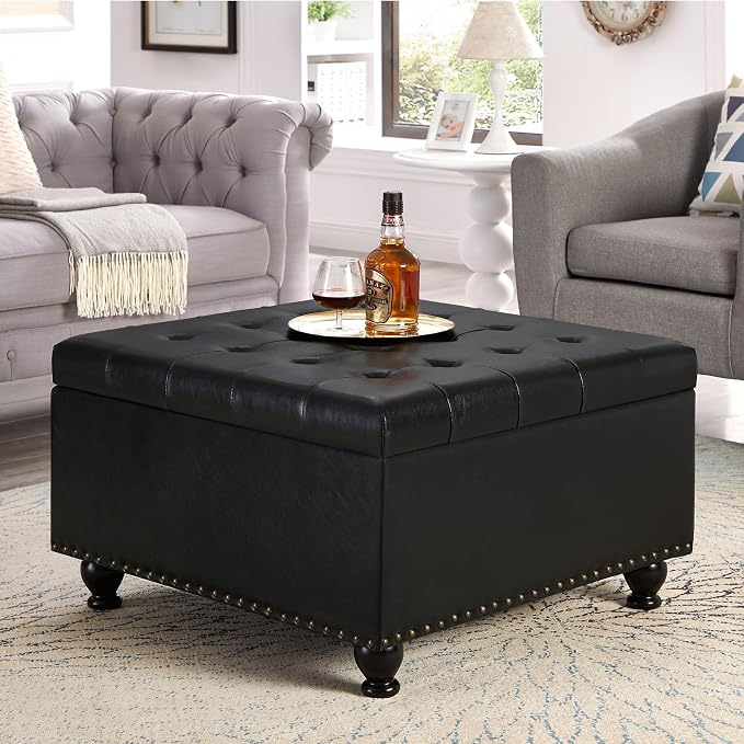 Square Tufted Storage Ottoman