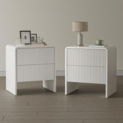 2-Drawer Curved Nightstand with Push-to-Open Storage